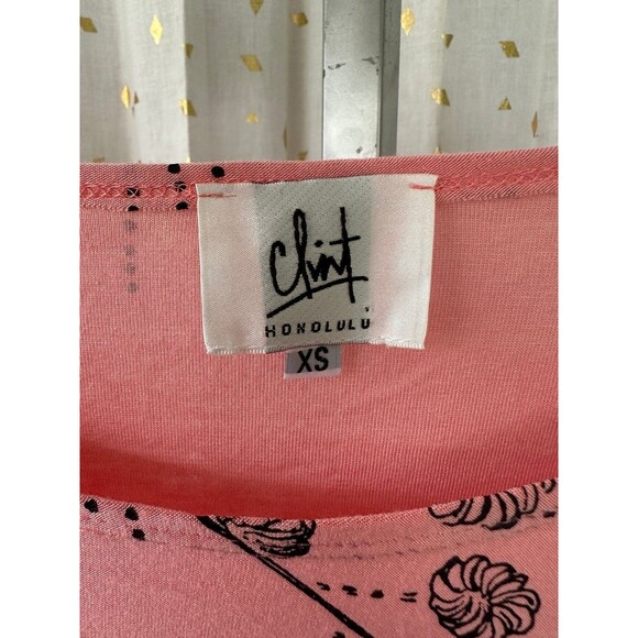 Clint Honolulu Asian Hawaiian Inspired Floral Crew Neck Quarter Sleeve Top XS - Picture 5 of 6
